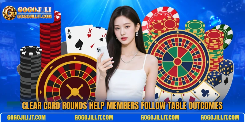 Clear card rounds help members follow table outcomes
