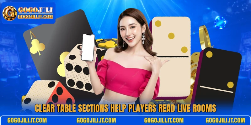 Clear table sections help players read live rooms