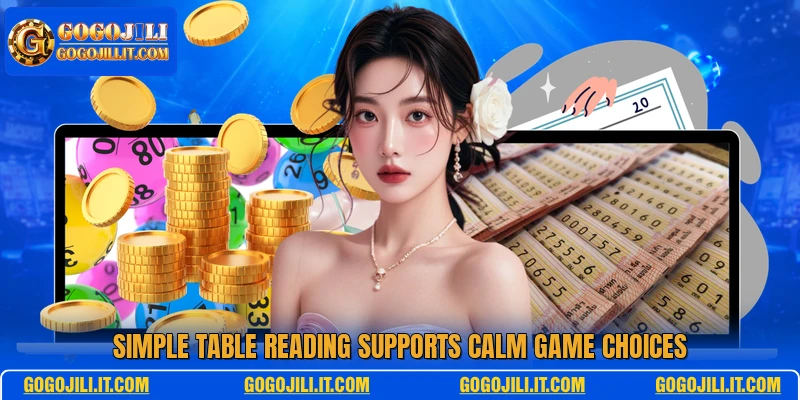 Simple table reading supports calm game choices